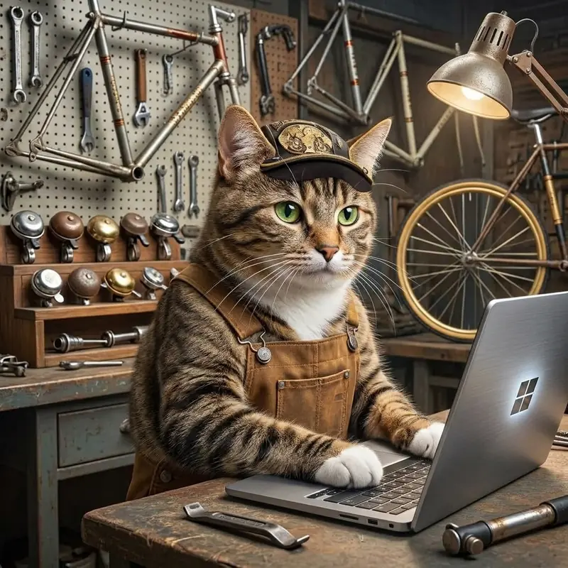 Illustration : le chat mécanicien répond aux messages